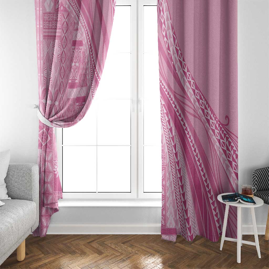 Pasifika Women's Day - Samoa Siapo Malu Tattoo Inspired Window Curtain Pink LT7 - Polynesian Pride