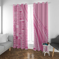 Pasifika Women's Day - Samoa Siapo Malu Tattoo Inspired Window Curtain Pink LT7 With Grommets Pink - Polynesian Pride