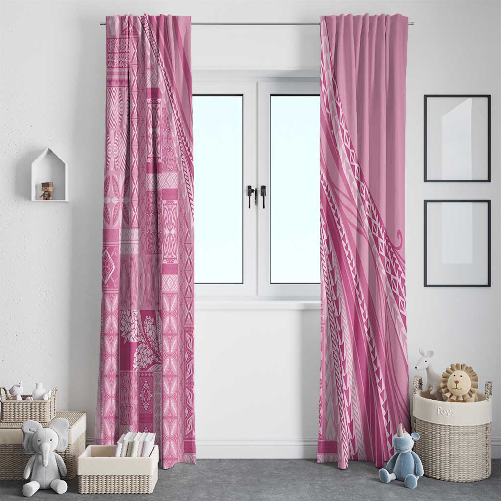 Pasifika Women's Day - Samoa Siapo Malu Tattoo Inspired Window Curtain Pink LT7 - Polynesian Pride