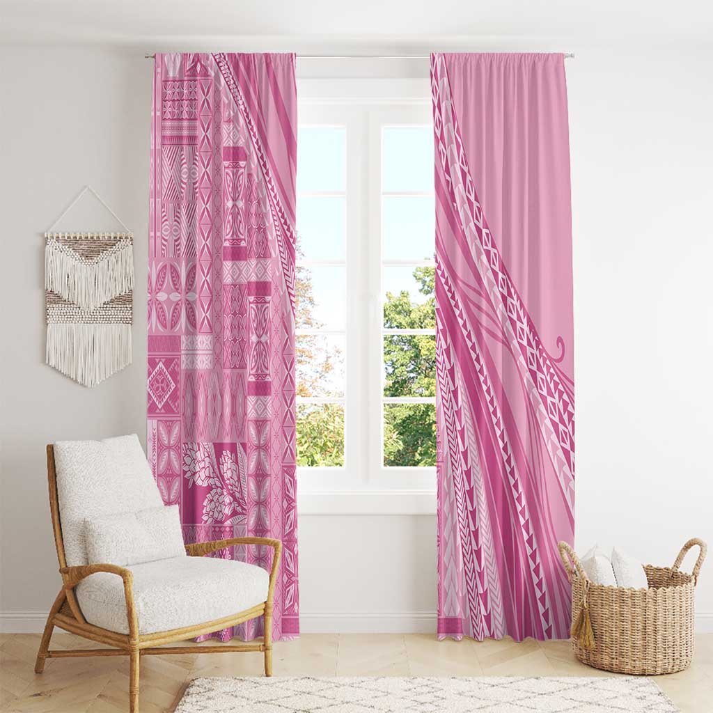 Pasifika Women's Day - Samoa Siapo Malu Tattoo Inspired Window Curtain Pink LT7 - Polynesian Pride