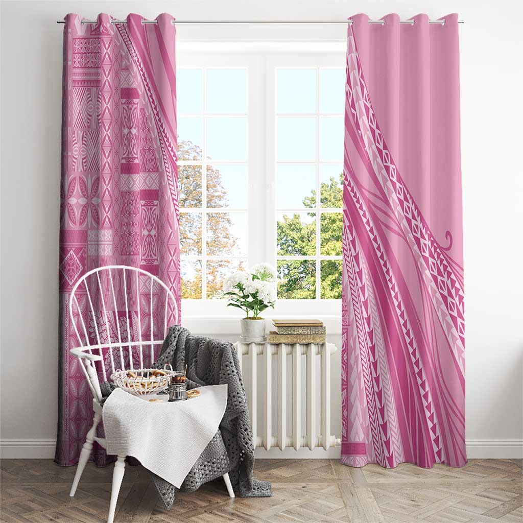 Pasifika Women's Day - Samoa Siapo Malu Tattoo Inspired Window Curtain Pink LT7 - Polynesian Pride