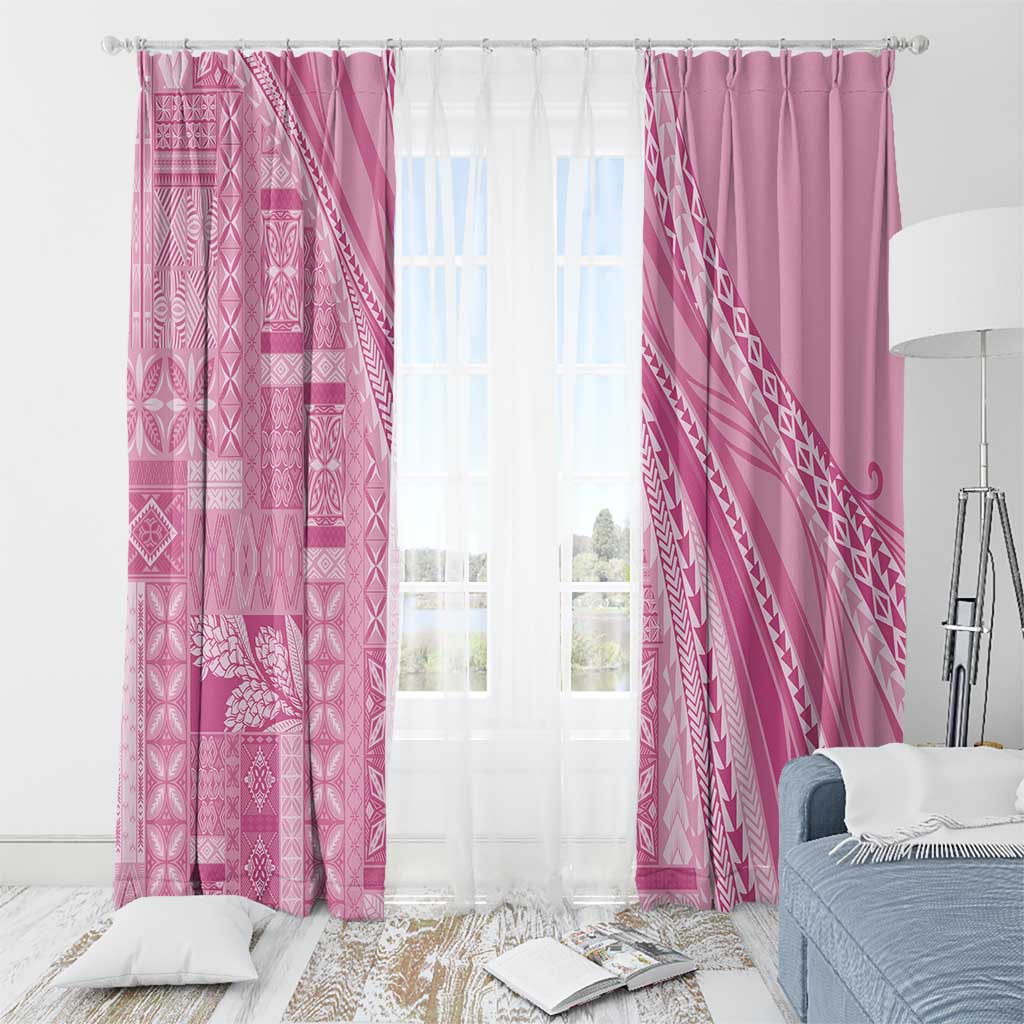 Pasifika Women's Day - Samoa Siapo Malu Tattoo Inspired Window Curtain Pink LT7 - Polynesian Pride