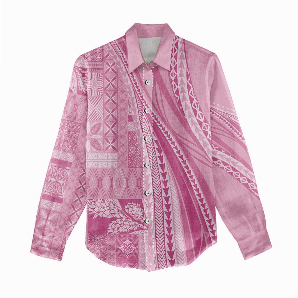 Pasifika Women's Day - Samoa Siapo Malu Tattoo Inspired Women Casual Shirt Pink LT7 - Polynesian Pride