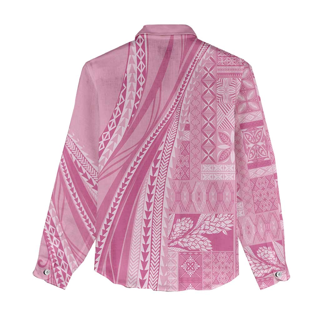 Pasifika Women's Day - Samoa Siapo Malu Tattoo Inspired Women Casual Shirt Pink LT7 - Polynesian Pride
