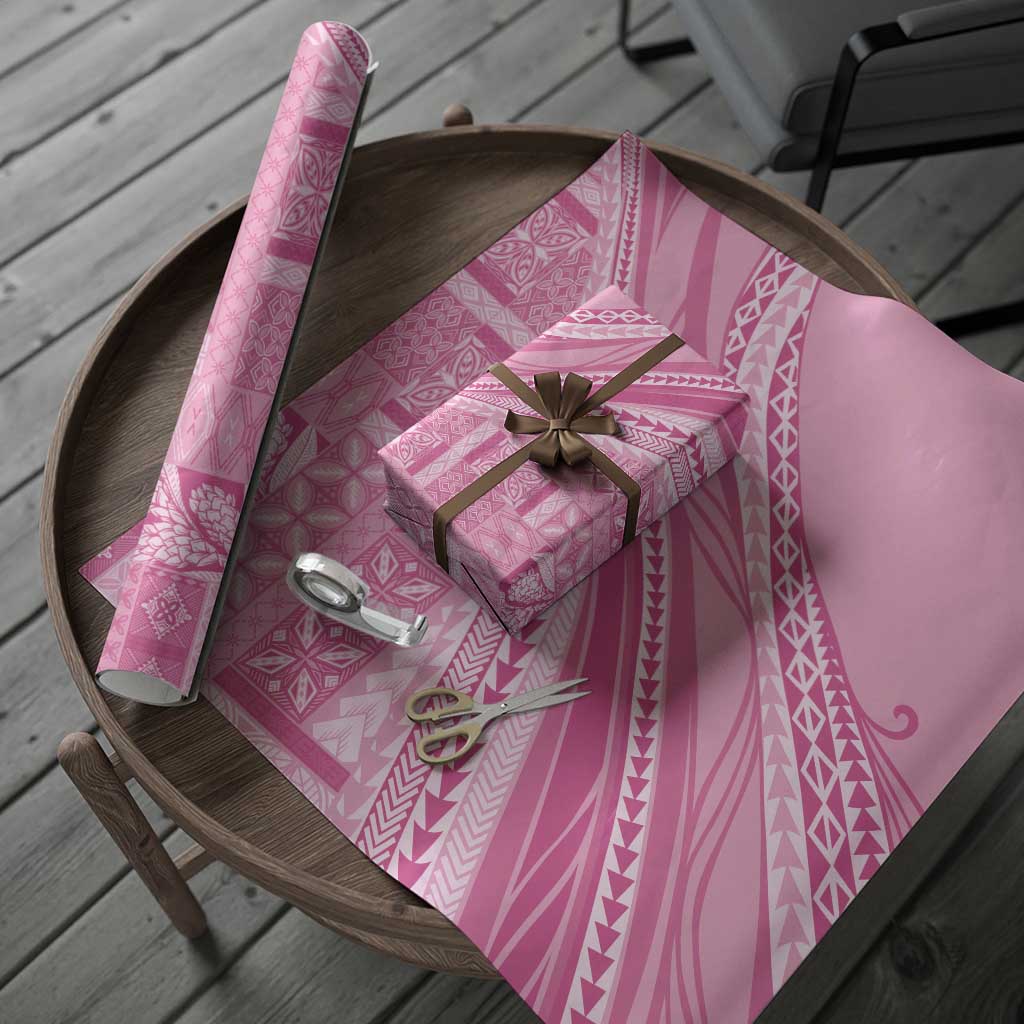 Pasifika Women's Day - Samoa Siapo Malu Tattoo Inspired Wrapping Paper Pink LT7 - Polynesian Pride