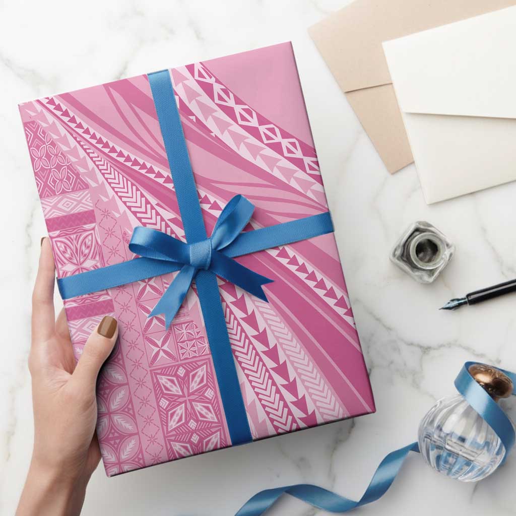 Pasifika Women's Day - Samoa Siapo Malu Tattoo Inspired Wrapping Paper Pink LT7 - Polynesian Pride