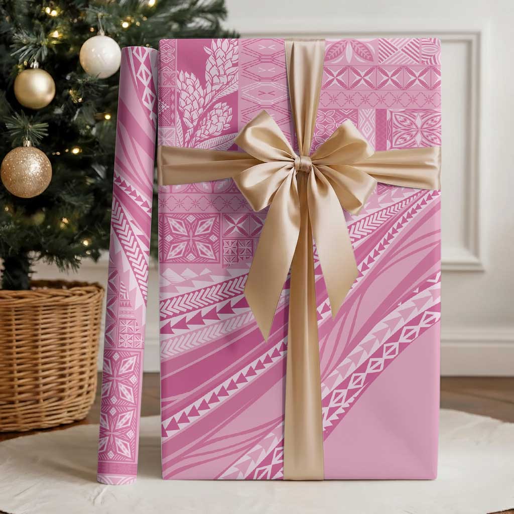 Pasifika Women's Day - Samoa Siapo Malu Tattoo Inspired Wrapping Paper Pink LT7 - Polynesian Pride