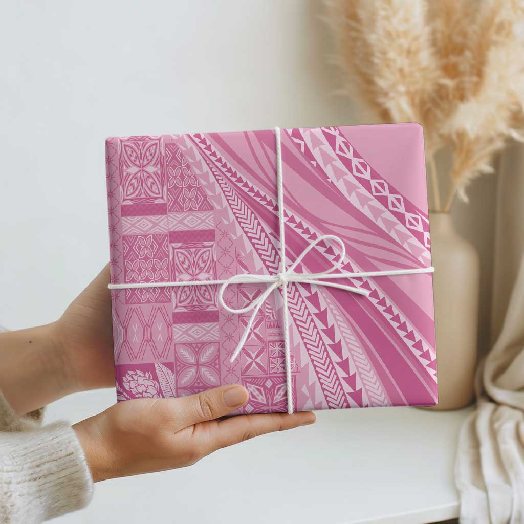 Pasifika Women's Day - Samoa Siapo Malu Tattoo Inspired Wrapping Paper Pink LT7 - Polynesian Pride