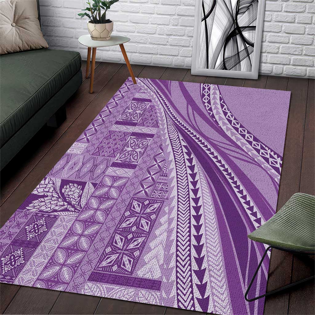 Pasifika Women's Day - Samoa Siapo Malu Tattoo Inspired Area Rug Lavender LT7 Lavender - Polynesian Pride