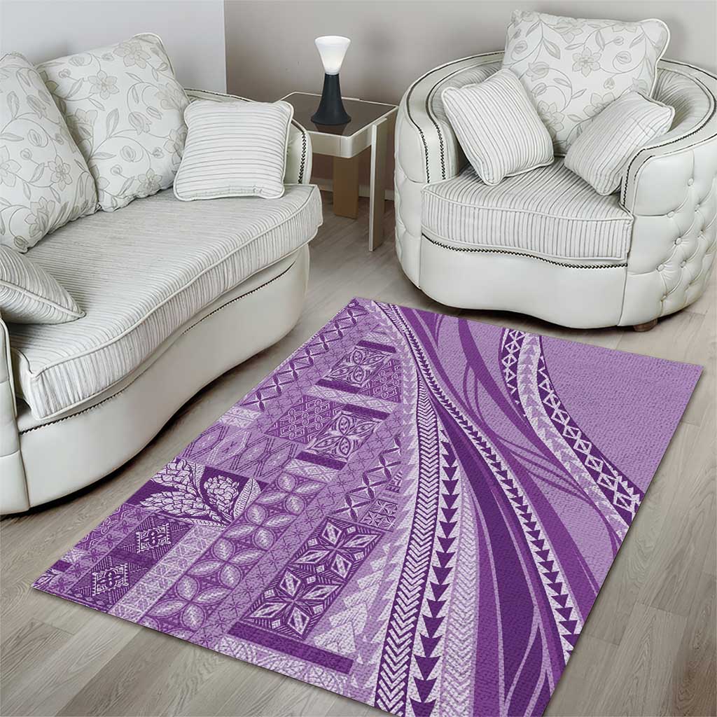 Pasifika Women's Day - Samoa Siapo Malu Tattoo Inspired Area Rug Lavender LT7 - Polynesian Pride
