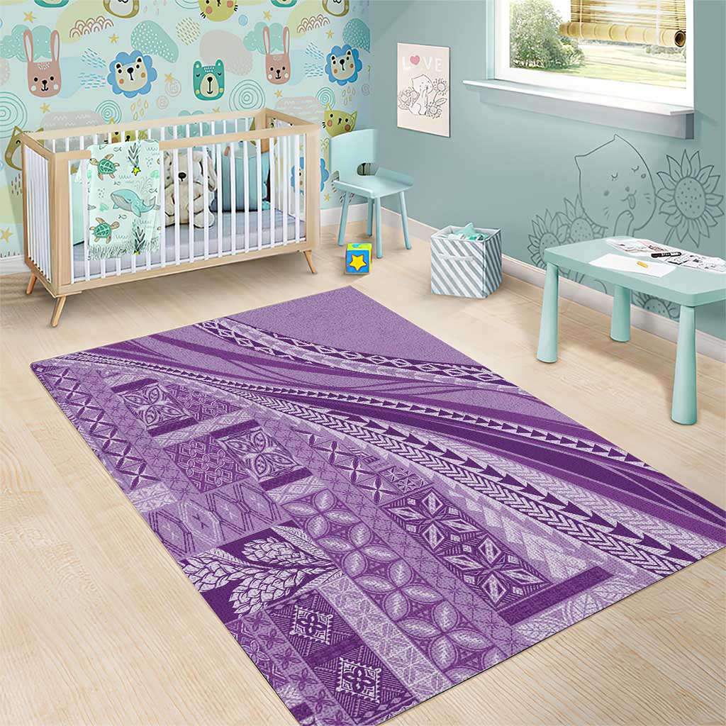 Pasifika Women's Day - Samoa Siapo Malu Tattoo Inspired Area Rug Lavender LT7 - Polynesian Pride