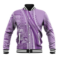 Pasifika Women's Day - Samoa Siapo Malu Tattoo Inspired Baseball Jacket Lavender LT7 Unisex Lavender - Polynesian Pride