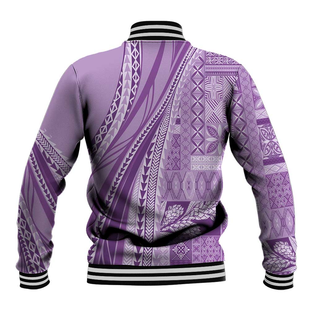 Pasifika Women's Day - Samoa Siapo Malu Tattoo Inspired Baseball Jacket Lavender LT7 - Polynesian Pride