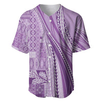 Pasifika Women's Day - Samoa Siapo Malu Tattoo Inspired Baseball Jersey Lavender LT7 Lavender - Polynesian Pride