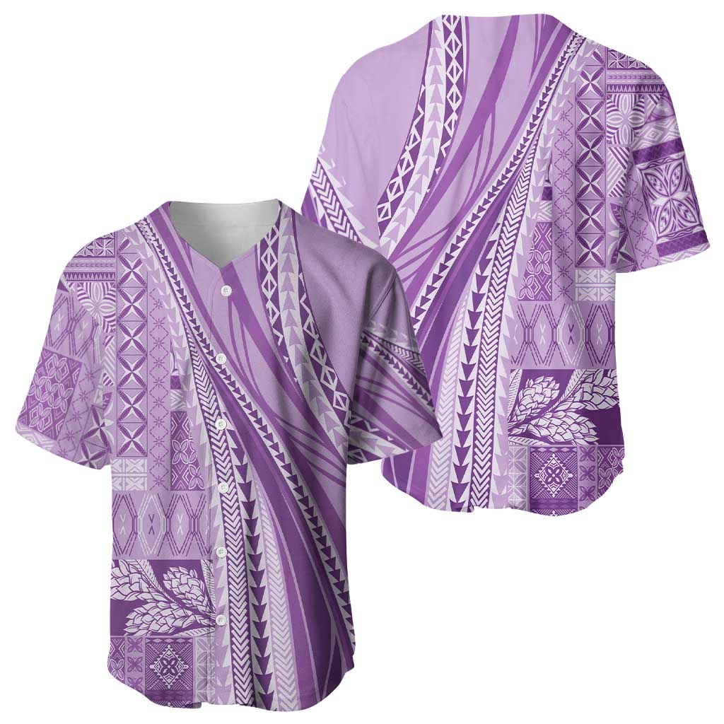 Pasifika Women's Day - Samoa Siapo Malu Tattoo Inspired Baseball Jersey Lavender LT7 - Polynesian Pride