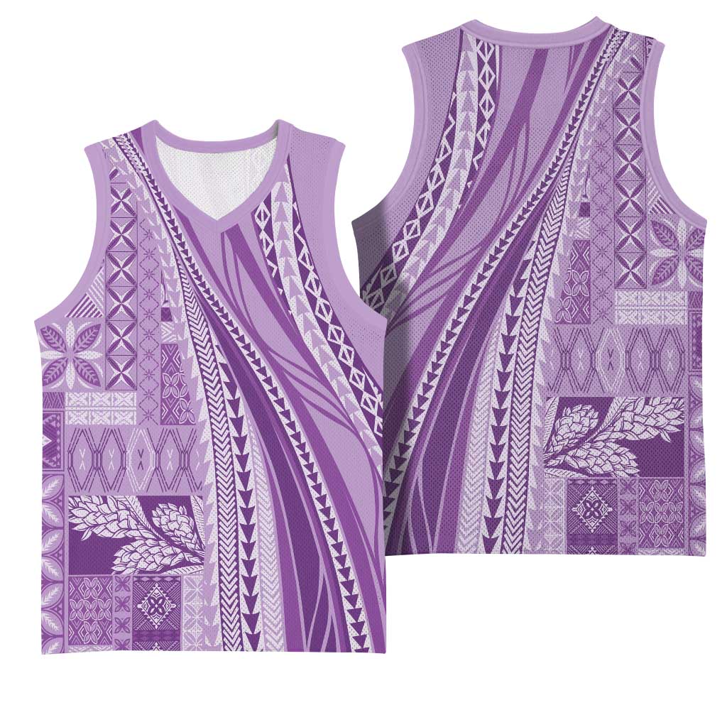 Pasifika Women's Day - Samoa Siapo Malu Tattoo Inspired Basketball Jersey Lavender LT7 - Polynesian Pride