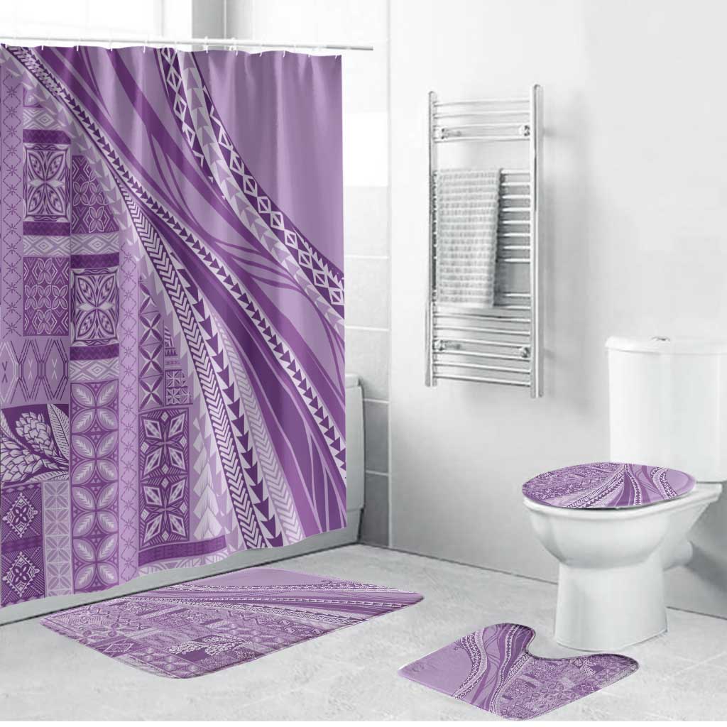 Pasifika Women's Day - Samoa Siapo Malu Tattoo Inspired Bathroom Set Lavender LT7 Bathroom Set (4 pcs) Lavender - Polynesian Pride