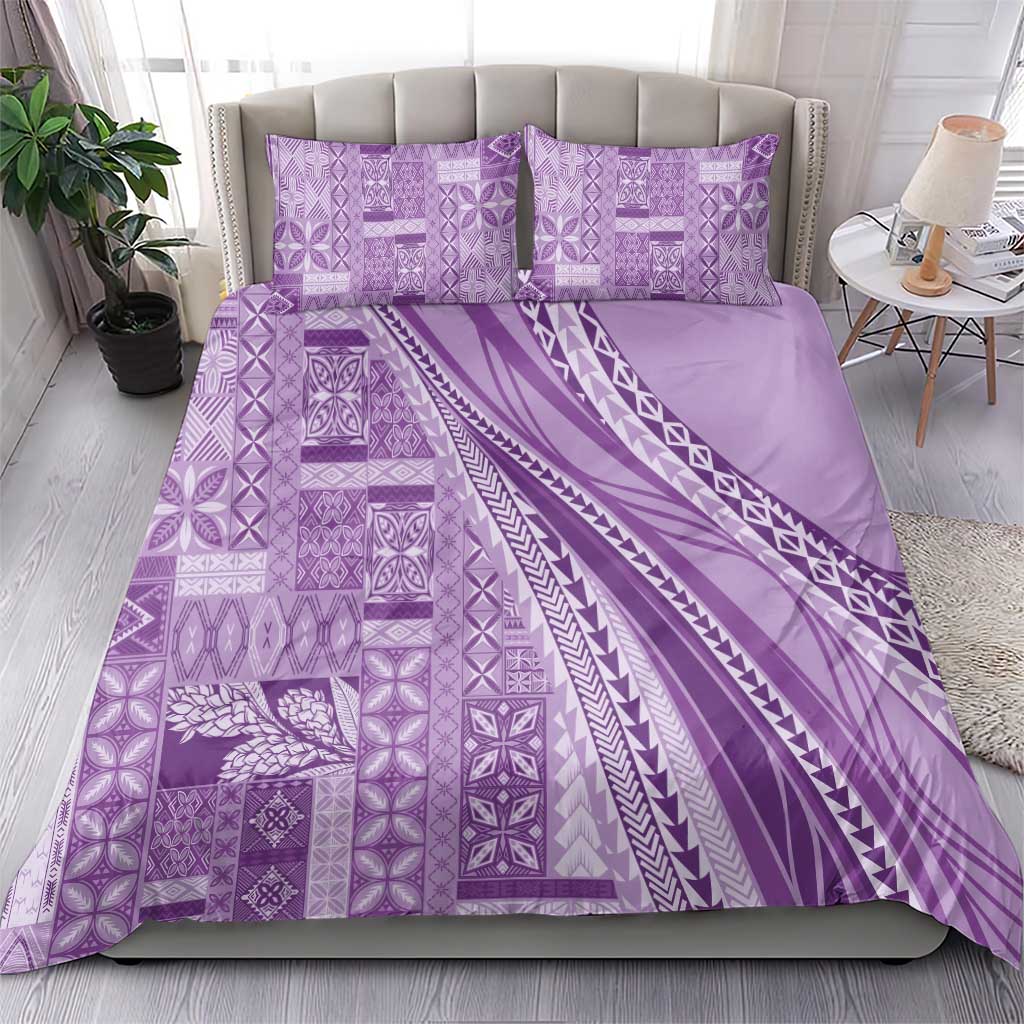 Pasifika Women's Day - Samoa Siapo Malu Tattoo Inspired Bedding Set Lavender LT7 - Polynesian Pride