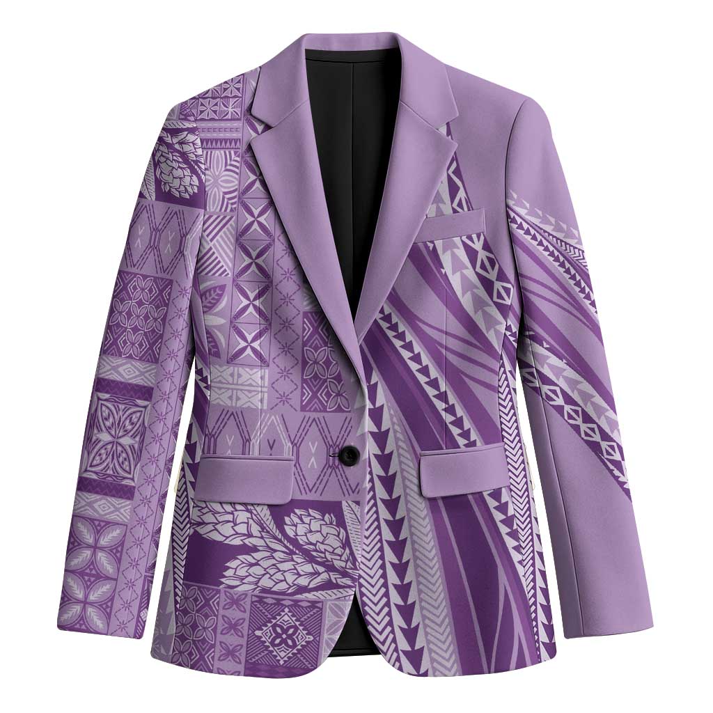 Pasifika Women's Day - Samoa Siapo Malu Tattoo Inspired Blazer Lavender LT7 Unisex Lavender - Polynesian Pride