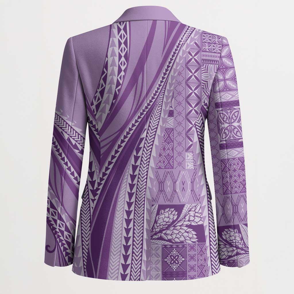 Pasifika Women's Day - Samoa Siapo Malu Tattoo Inspired Blazer Lavender LT7 - Polynesian Pride