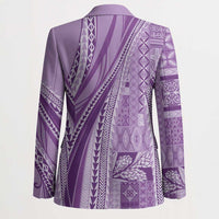 Pasifika Women's Day - Samoa Siapo Malu Tattoo Inspired Blazer Lavender LT7 - Polynesian Pride