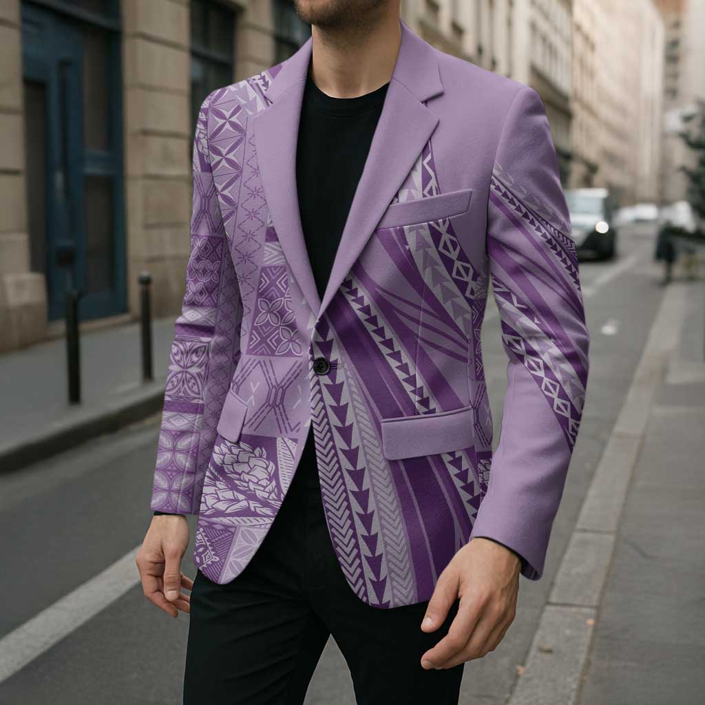 Pasifika Women's Day - Samoa Siapo Malu Tattoo Inspired Blazer Lavender LT7 - Polynesian Pride