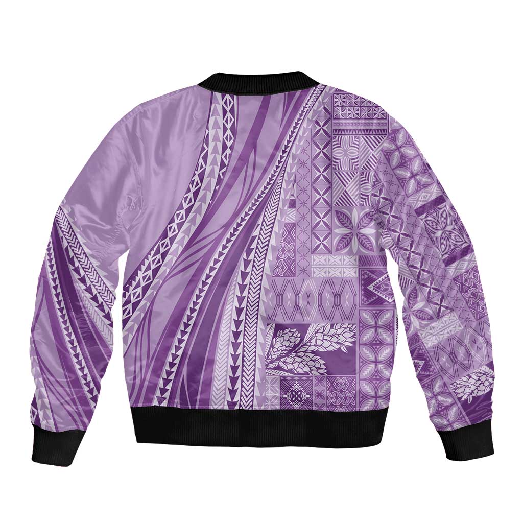 Pasifika Women's Day - Samoa Siapo Malu Tattoo Inspired Bomber Jacket Lavender LT7 - Polynesian Pride