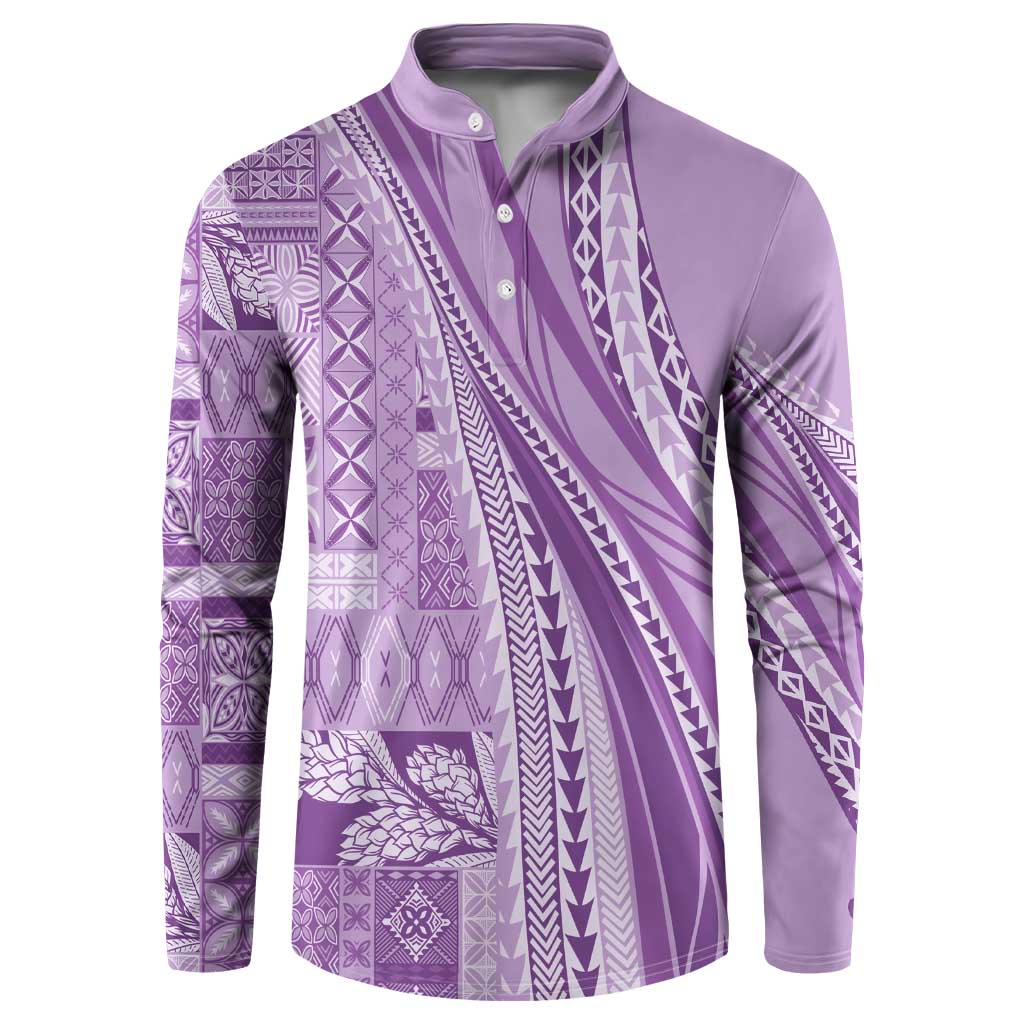 Pasifika Women's Day - Samoa Siapo Malu Tattoo Inspired Button Sweatshirt Lavender LT7 Lavender - Polynesian Pride