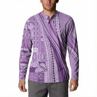 Pasifika Women's Day - Samoa Siapo Malu Tattoo Inspired Button Sweatshirt Lavender LT7 - Polynesian Pride