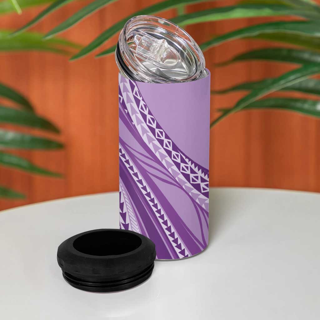 Pasifika Women's Day - Samoa Siapo Malu Tattoo Inspired 4 in 1 Can Cooler Tumbler Lavender LT7 - Polynesian Pride