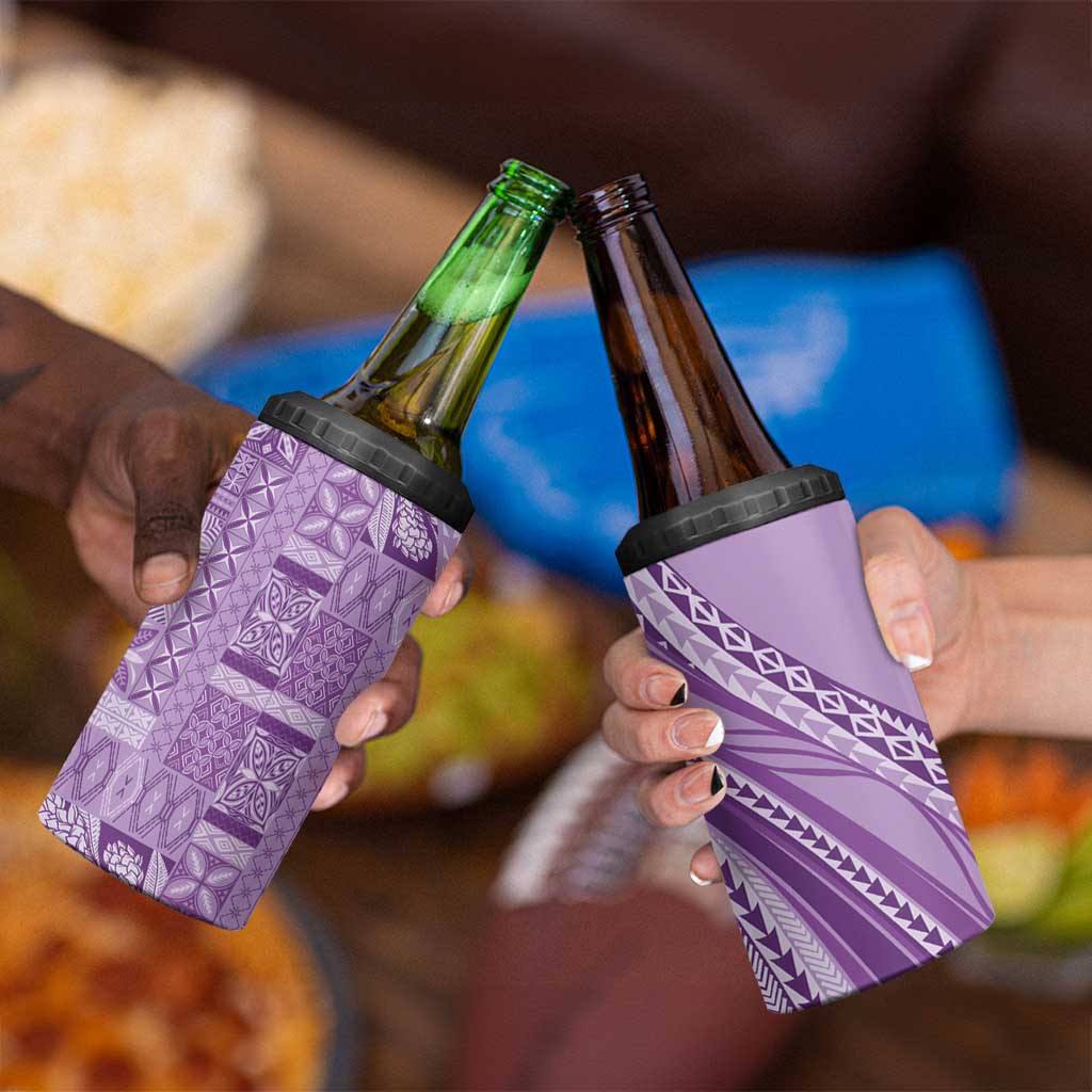 Pasifika Women's Day - Samoa Siapo Malu Tattoo Inspired 4 in 1 Can Cooler Tumbler Lavender LT7 - Polynesian Pride
