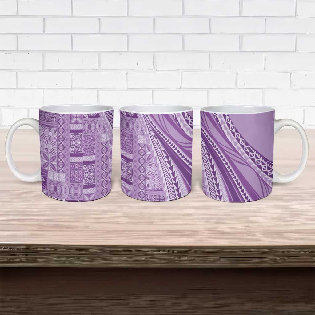 Pasifika Women's Day - Samoa Siapo Malu Tattoo Inspired Ceramic Mug Lavender LT7 - Polynesian Pride