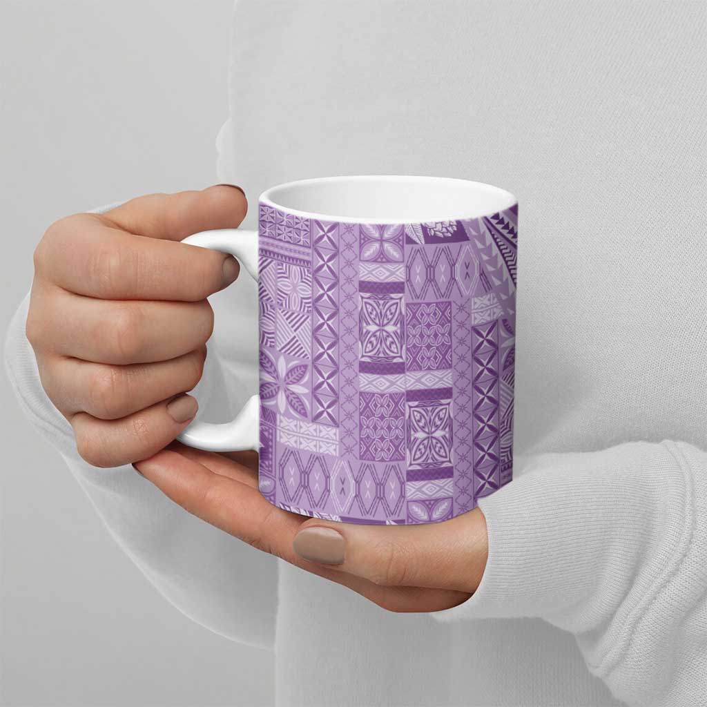Pasifika Women's Day - Samoa Siapo Malu Tattoo Inspired Ceramic Mug Lavender LT7 - Polynesian Pride