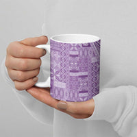 Pasifika Women's Day - Samoa Siapo Malu Tattoo Inspired Ceramic Mug Lavender LT7 - Polynesian Pride