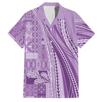 Pasifika Women's Day - Samoa Siapo Malu Tattoo Inspired Family Matching Off The Shoulder Long Sleeve Dress and Hawaiian Shirt Lavender