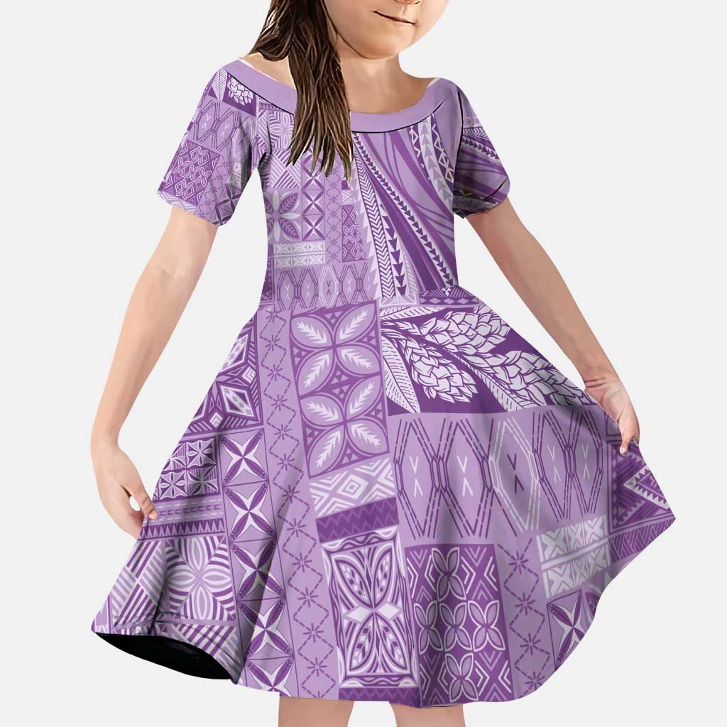 Pasifika Women's Day - Samoa Siapo Malu Tattoo Inspired Family Matching Puletasi and Hawaiian Shirt Lavender