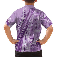 Pasifika Women's Day - Samoa Siapo Malu Tattoo Inspired Family Matching Short Sleeve Bodycon Dress and Hawaiian Shirt Lavender
