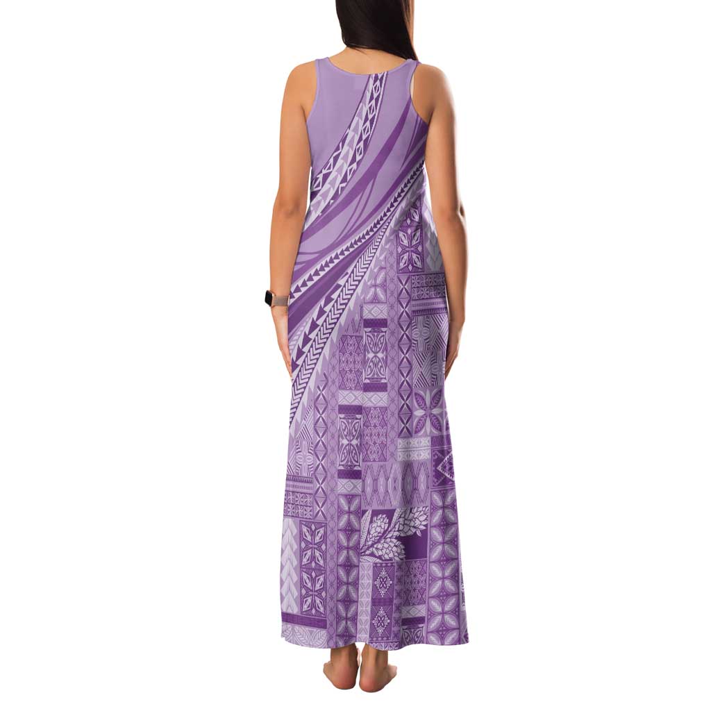 Pasifika Women's Day - Samoa Siapo Malu Tattoo Inspired Family Matching Tank Maxi Dress and Hawaiian Shirt Lavender