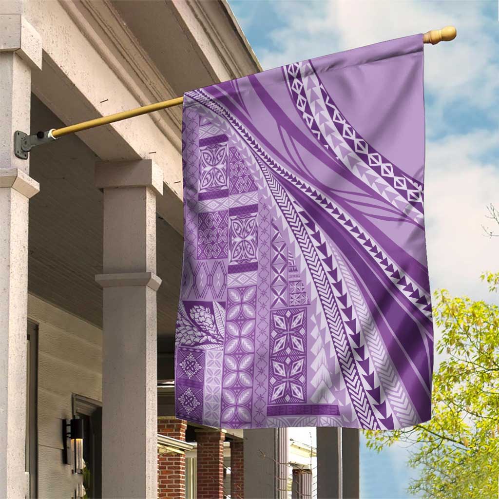 Pasifika Women's Day - Samoa Siapo Malu Tattoo Inspired Garden Flag Lavender