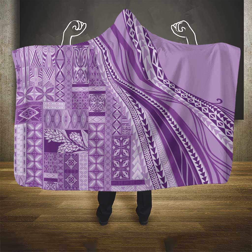 Pasifika Women's Day - Samoa Siapo Malu Tattoo Inspired Hooded Blanket Lavender LT7 - Polynesian Pride