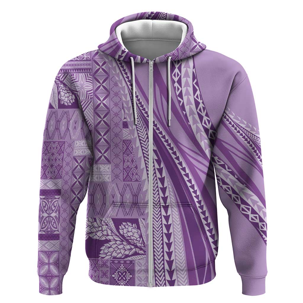 Pasifika Women's Day - Samoa Siapo Malu Tattoo Inspired Hoodie Lavender LT7 Zip Hoodie Lavender - Polynesian Pride