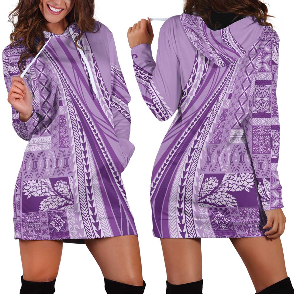 Pasifika Women's Day - Samoa Siapo Malu Tattoo Inspired Hoodie Dress Lavender