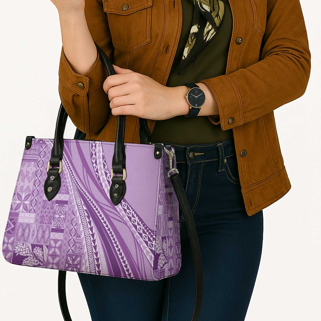 Pasifika Women's Day - Samoa Siapo Malu Tattoo Inspired Leather Bag Lavender LT7 - Polynesian Pride