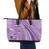 Pasifika Women's Day - Samoa Siapo Malu Tattoo Inspired Leather Tote Bag Lavender LT7 - Polynesian Pride