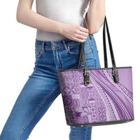 Pasifika Women's Day - Samoa Siapo Malu Tattoo Inspired Leather Tote Bag Lavender LT7 - Polynesian Pride