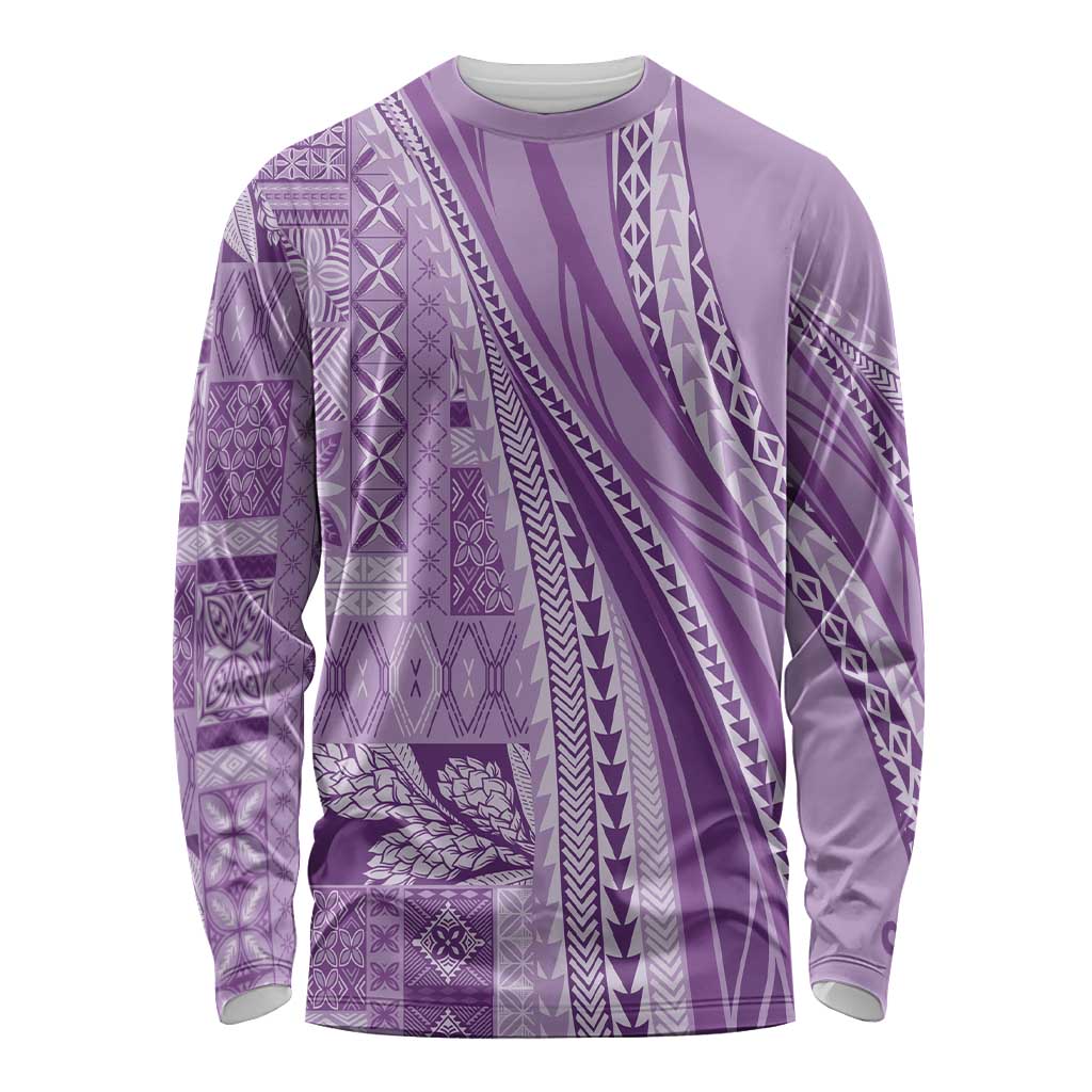 Pasifika Women's Day - Samoa Siapo Malu Tattoo Inspired Long Sleeve Shirt Lavender LT7 Unisex Lavender - Polynesian Pride