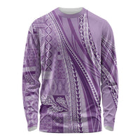 Pasifika Women's Day - Samoa Siapo Malu Tattoo Inspired Long Sleeve Shirt Lavender LT7 Unisex Lavender - Polynesian Pride