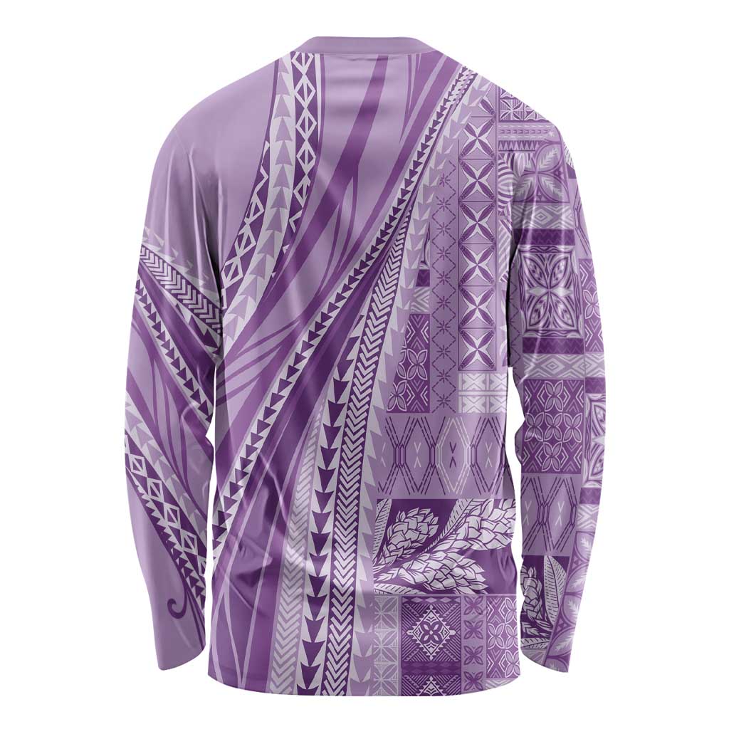 Pasifika Women's Day - Samoa Siapo Malu Tattoo Inspired Long Sleeve Shirt Lavender LT7 - Polynesian Pride