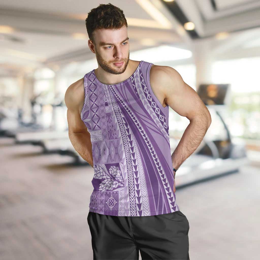 Pasifika Women's Day - Samoa Siapo Malu Tattoo Inspired Men Tank Top Lavender LT7 Lavender - Polynesian Pride