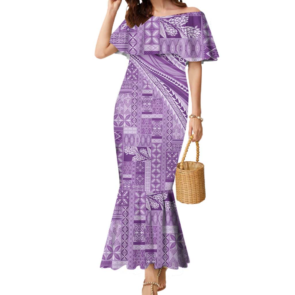 Pasifika Women's Day - Samoa Siapo Malu Tattoo Inspired Mermaid Dress Lavender LT7 Women Lavender - Polynesian Pride